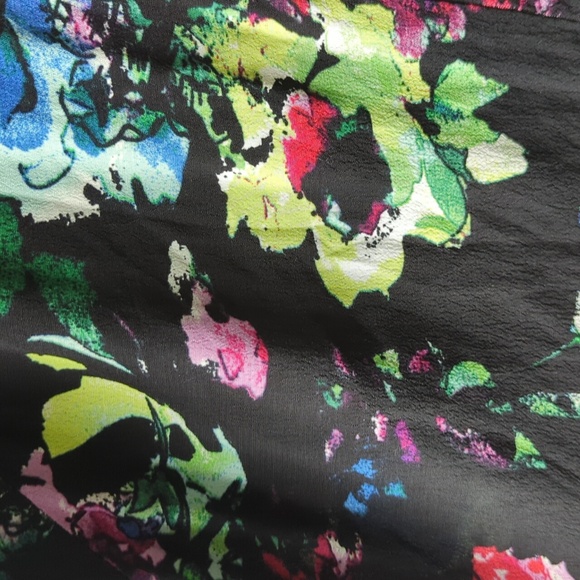 Maeve Anthropologie Black Flowy Floral Mini Dress - Picture 3 of 8